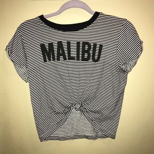 Striped black and white crop top